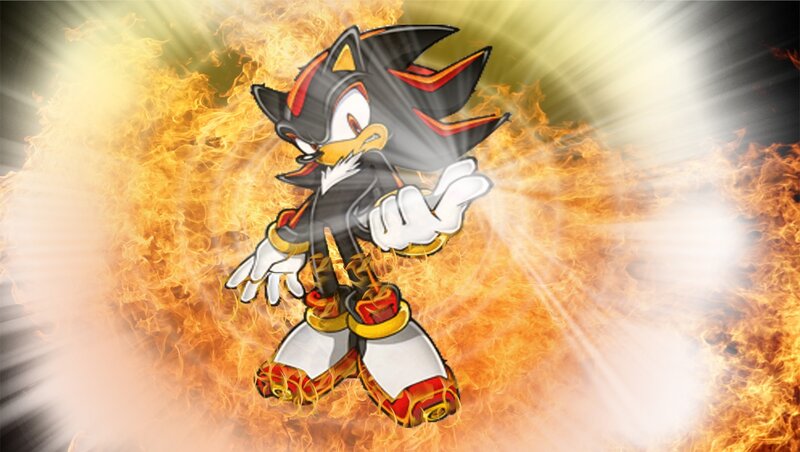 Shadow the Hedgehog in flames