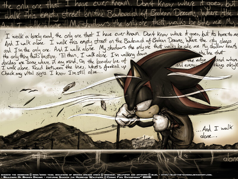 Shadow the Hedgehog walking alone