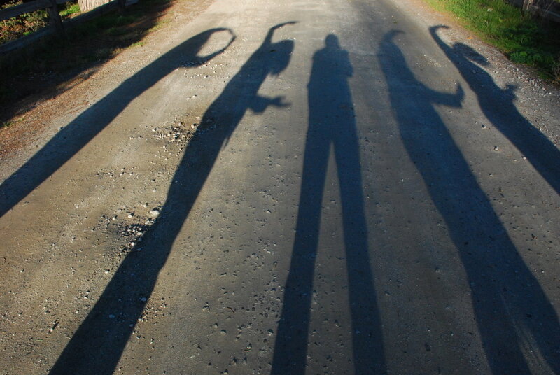 shadows of people on a road