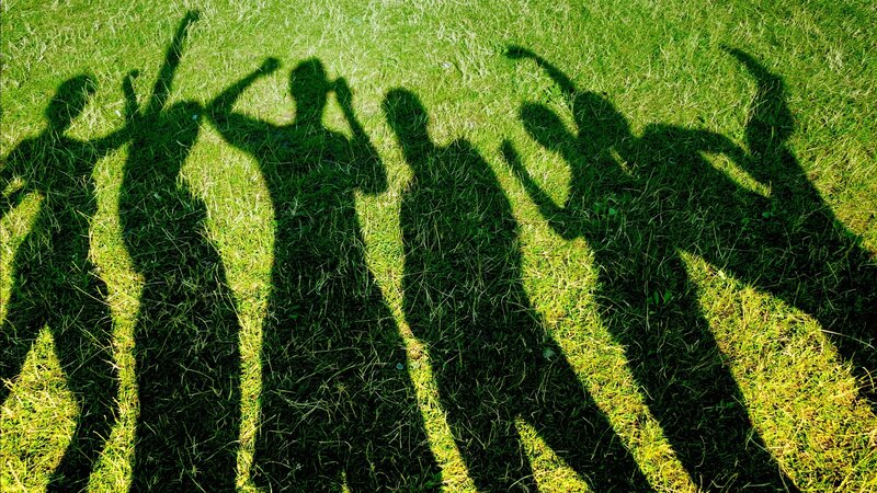 shadows of people on grass