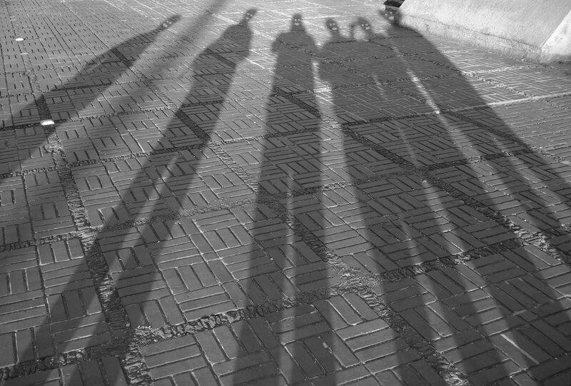 Shadows on a brick pavement
