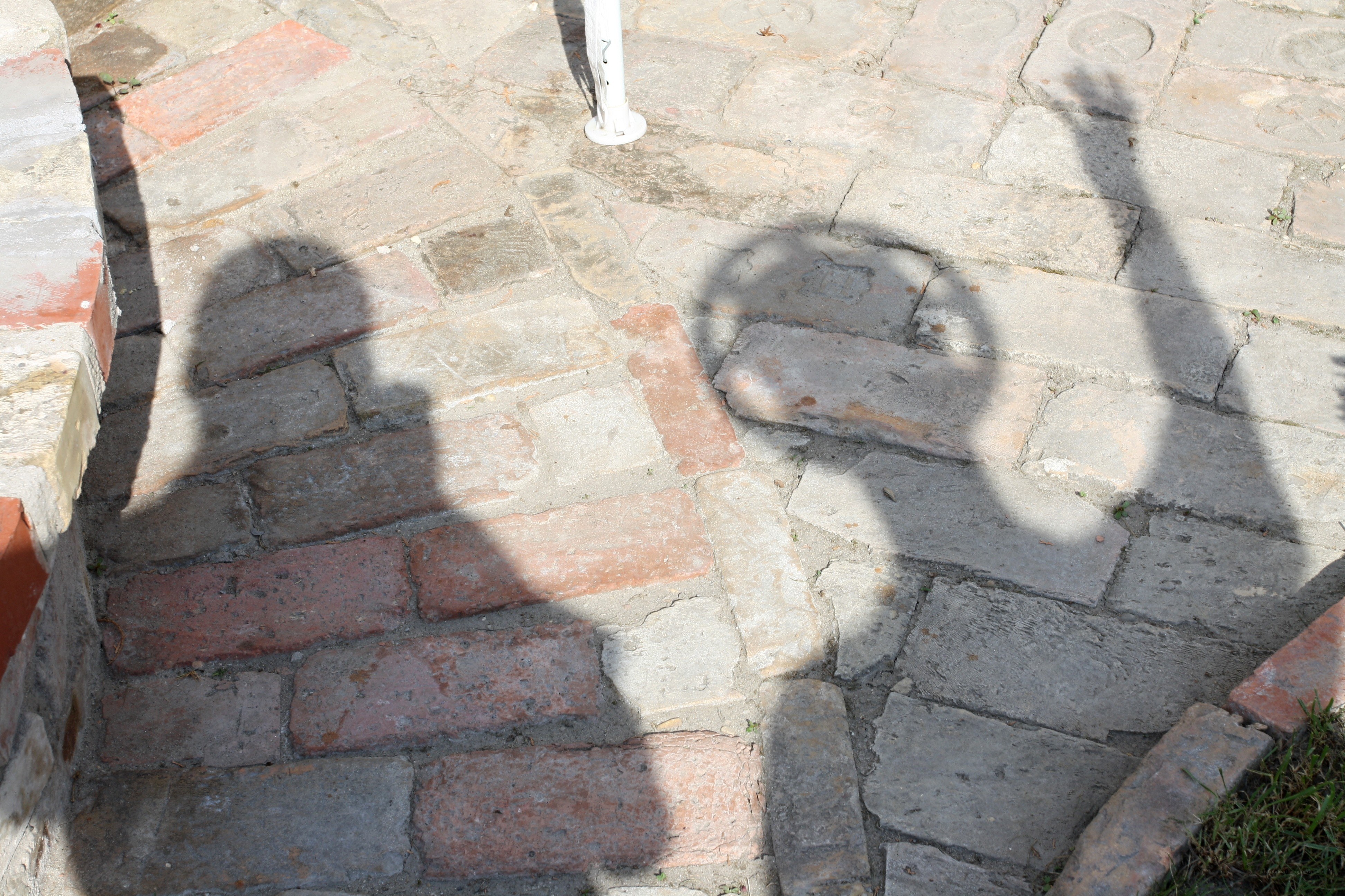 Shadows on a stone path