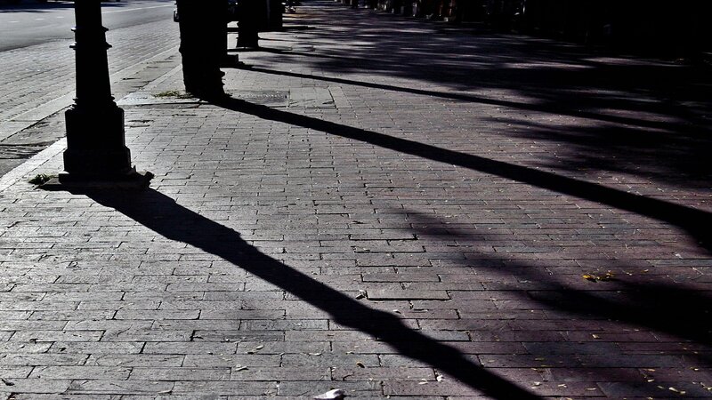 Shadows on Brick Sidewalk