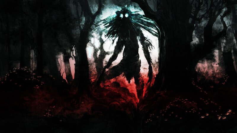 Shadowy Creature in Forest — Black