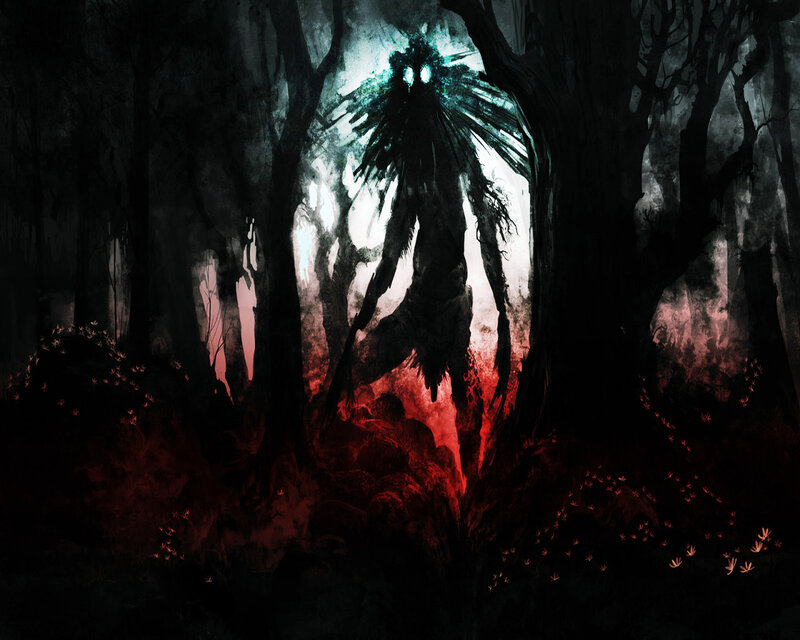 Shadowy Figure in Forest