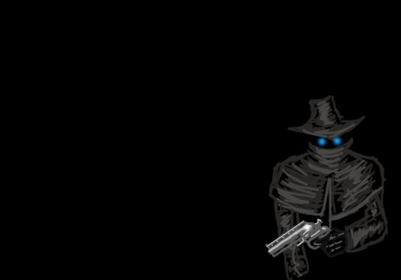 shadowy figure with glowing eyes