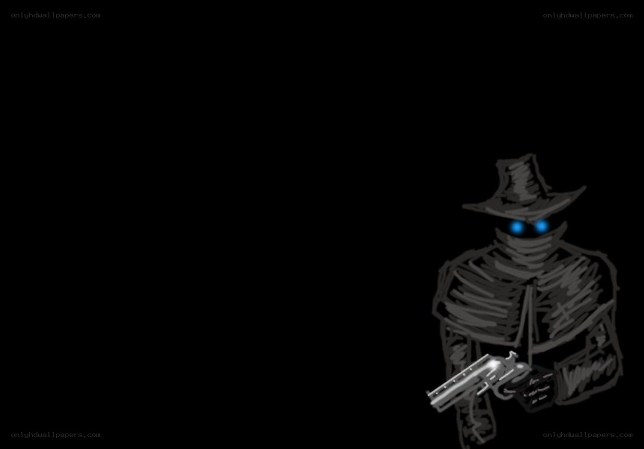 shadowy figure with glowing eyes