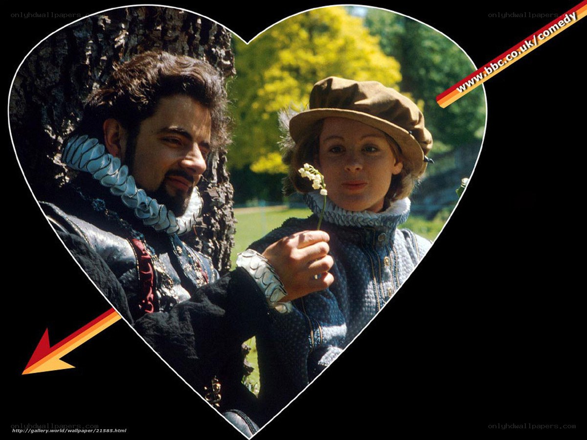 Shakespearean couple in heart frame