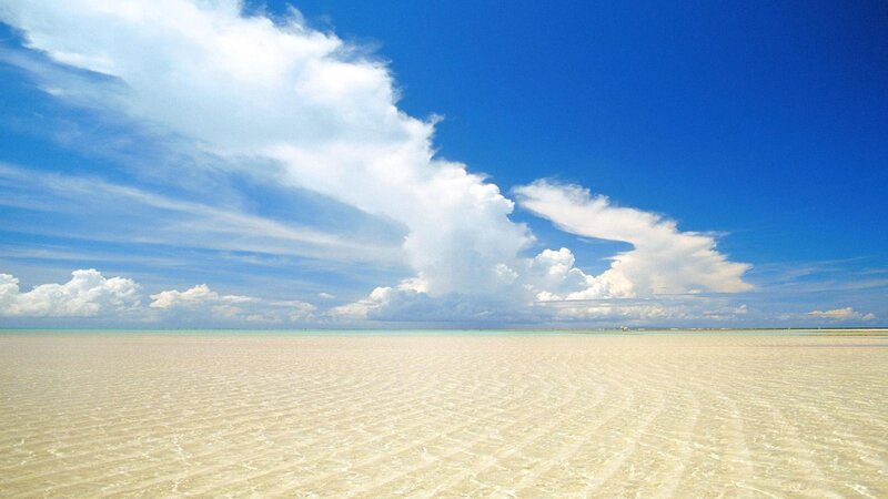 Shallow Beach with Clouds — Blue