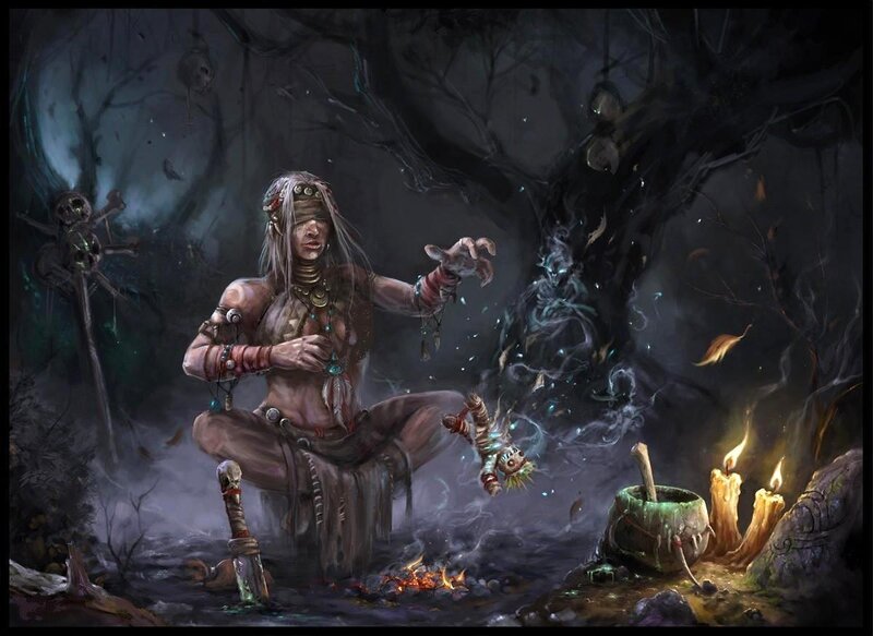 Shaman in Dark Forest — Black