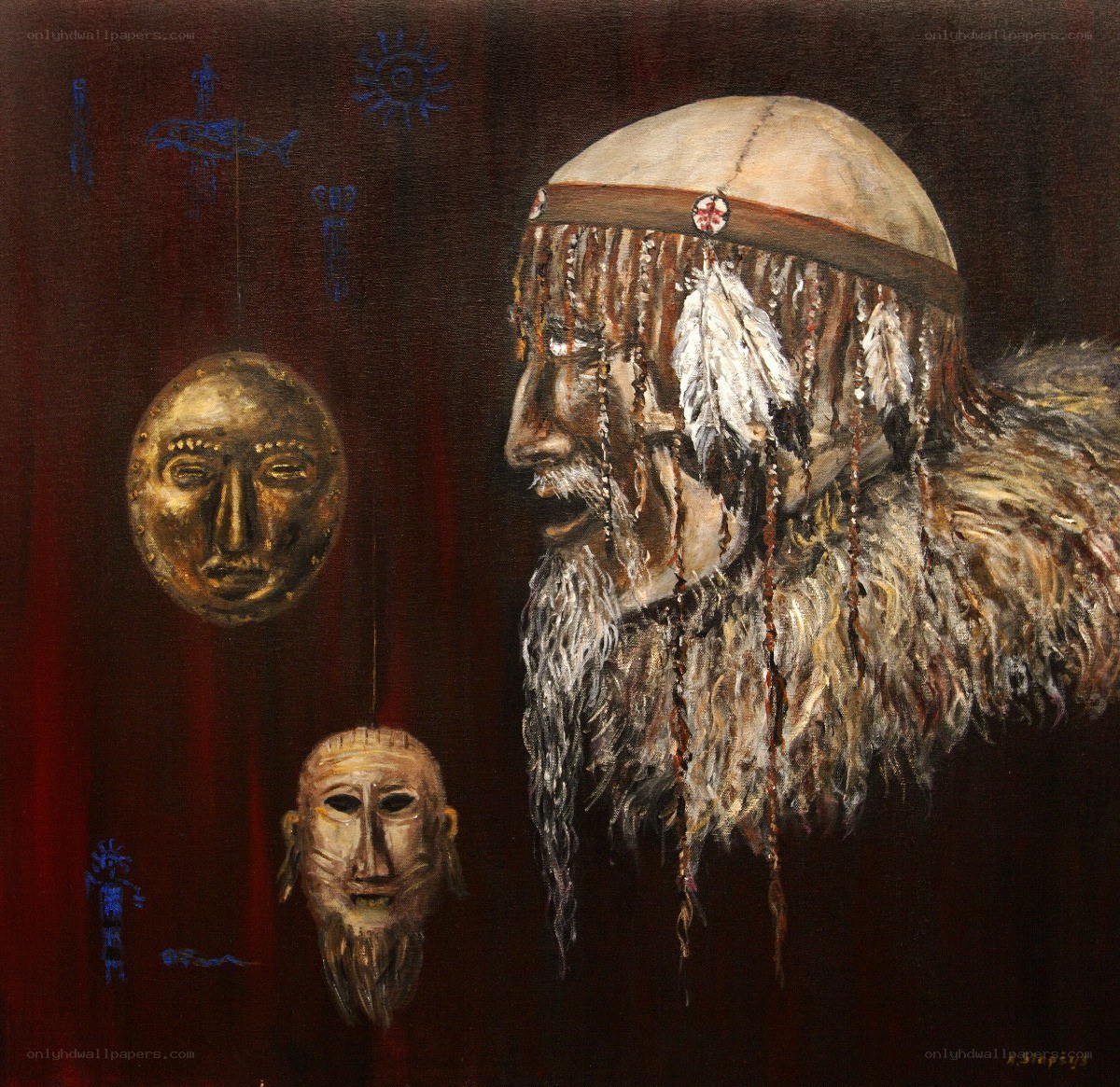 Shaman with ritual masks