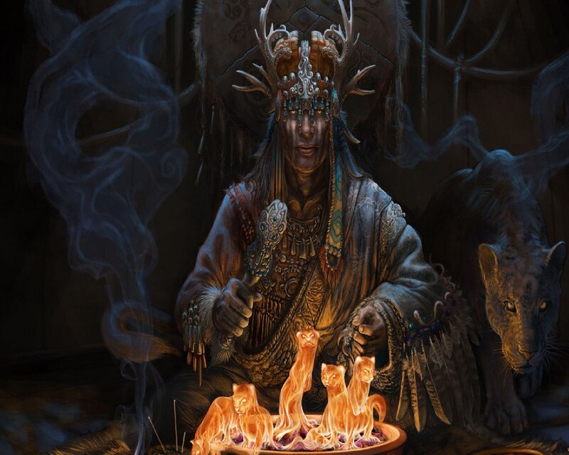 Shaman with Spirit Animals