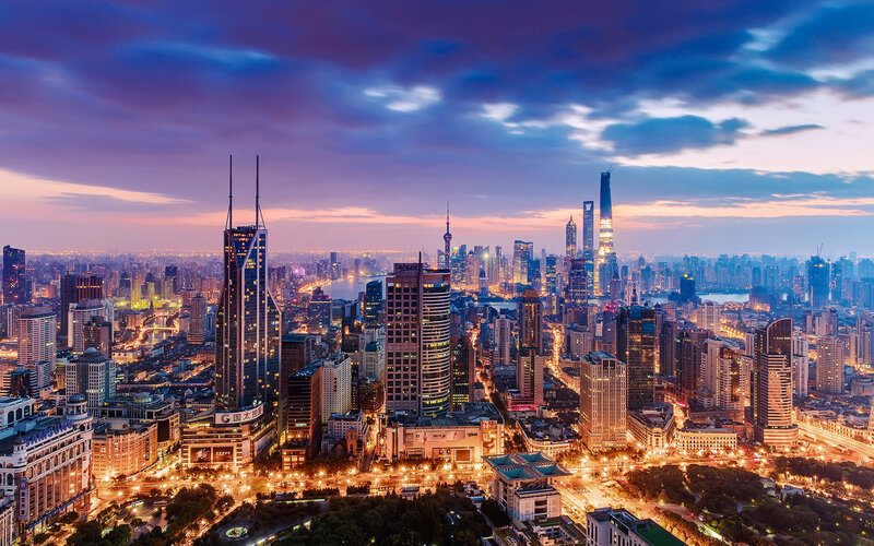 Shanghai City Skyline — Purple