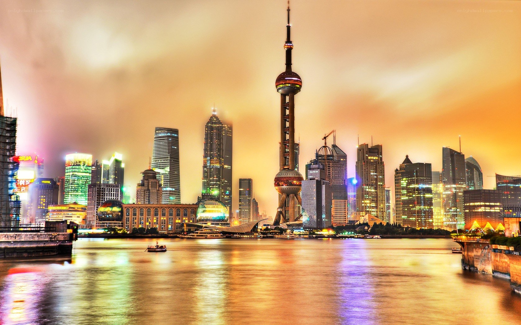 Shanghai skyline at dusk
