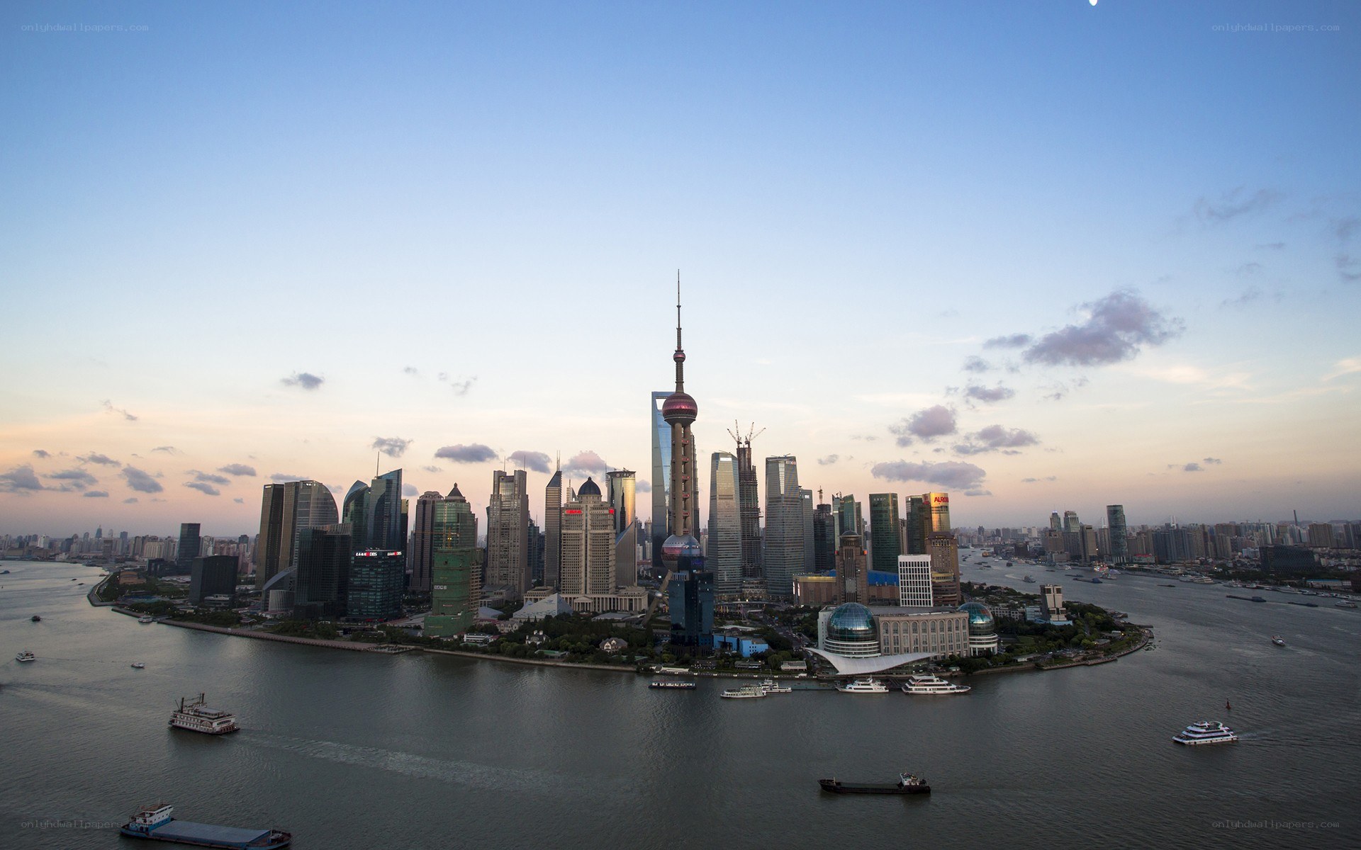Shanghai skyline at dusk