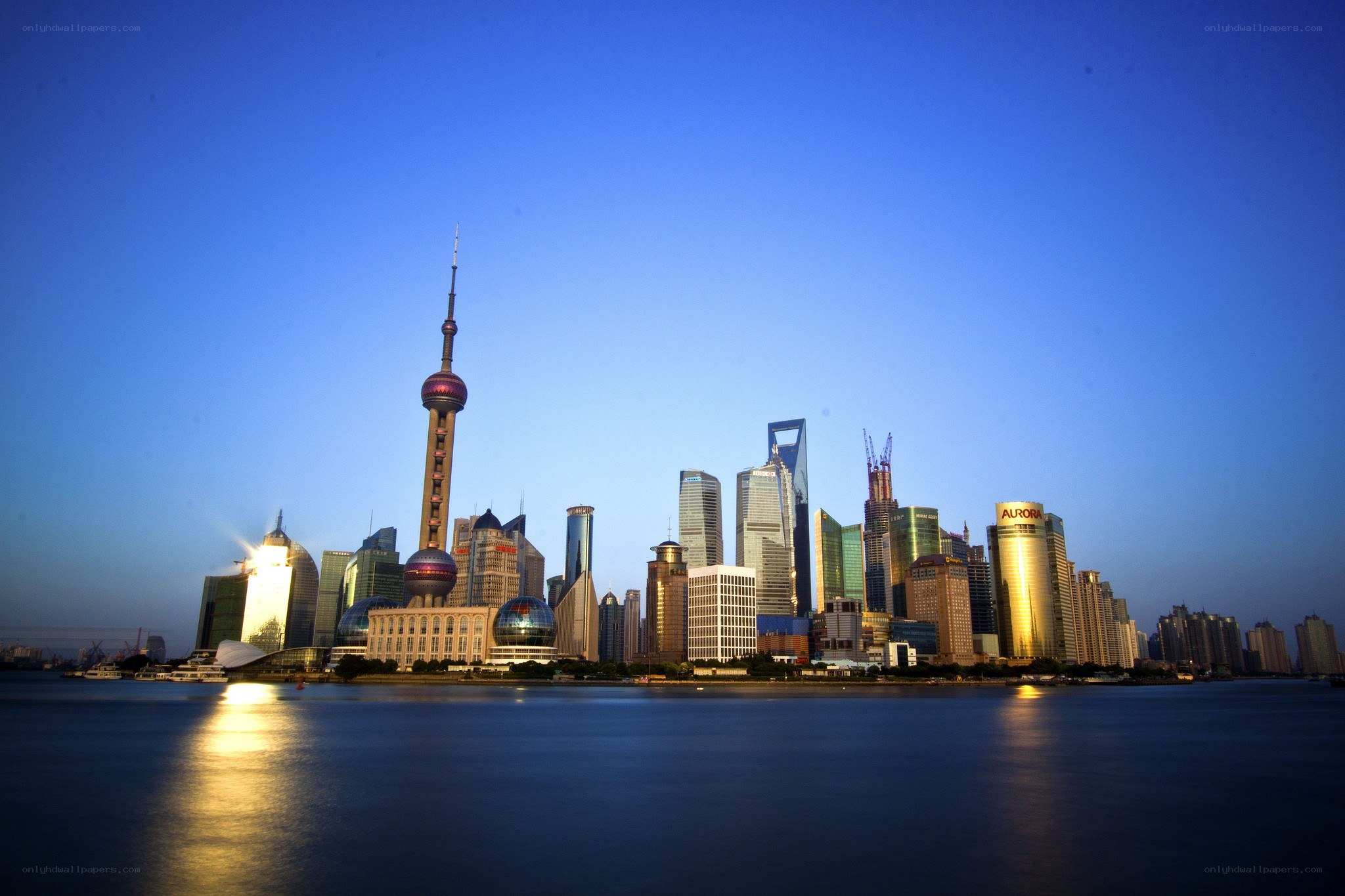 Shanghai skyline at dusk