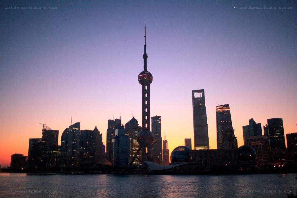 Shanghai skyline at dusk