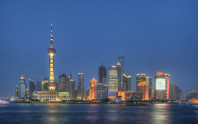 Shanghai skyline at dusk