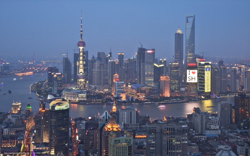 Shanghai Skyline at Dusk — Blue, Dramatic, Night