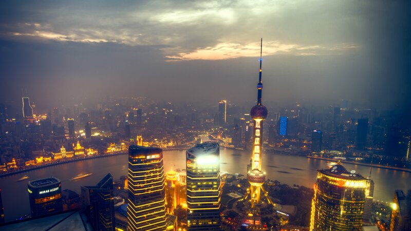 Shanghai Skyline at Dusk — Yellow