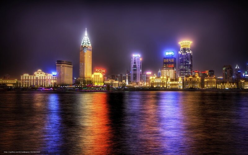Shanghai Skyline at Night — Blue, Dramatic