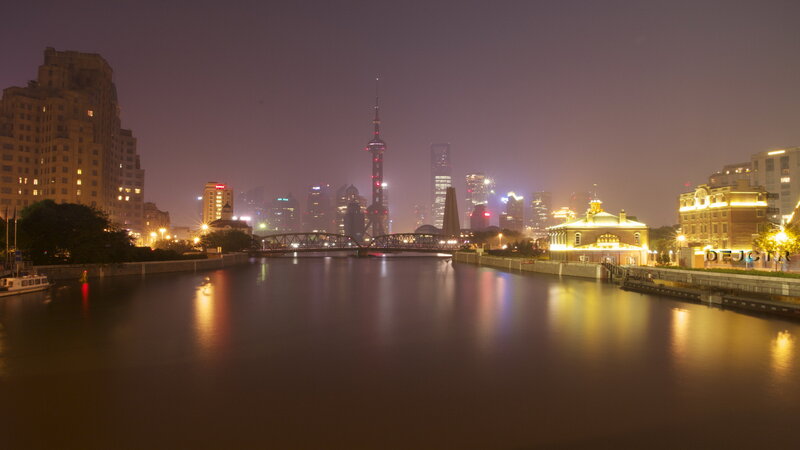 Shanghai Skyline at Night — Purple