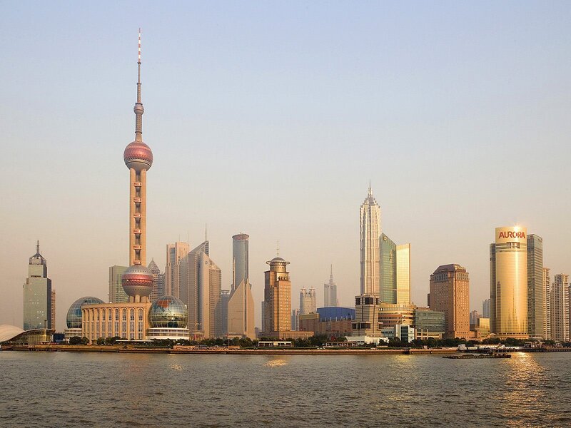 Shanghai skyline at sunset