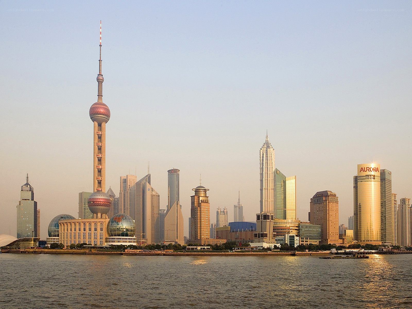 Shanghai skyline at sunset