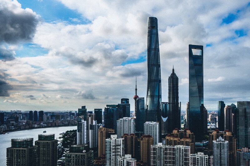 Shanghai Skyline — Blue, Dramatic