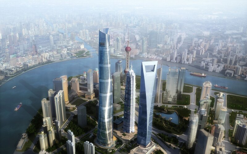 Shanghai Skyline — Blue, Urban