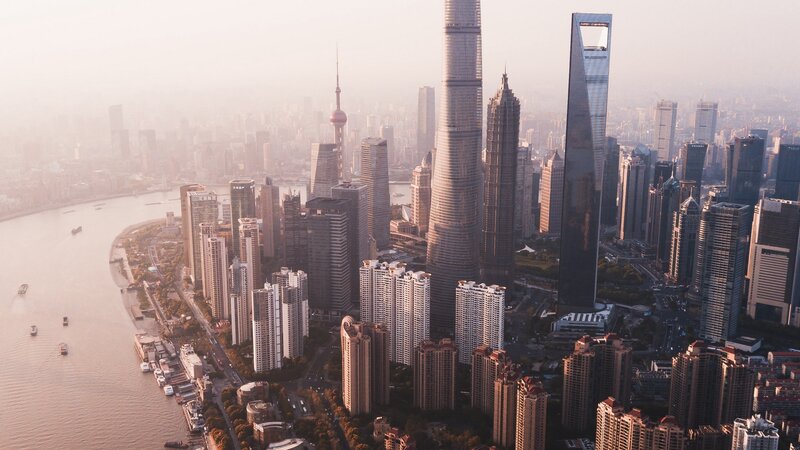 Shanghai Skyline — Gray, Hazy, Morning