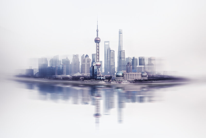 Shanghai Skyline — Gray, Hazy
