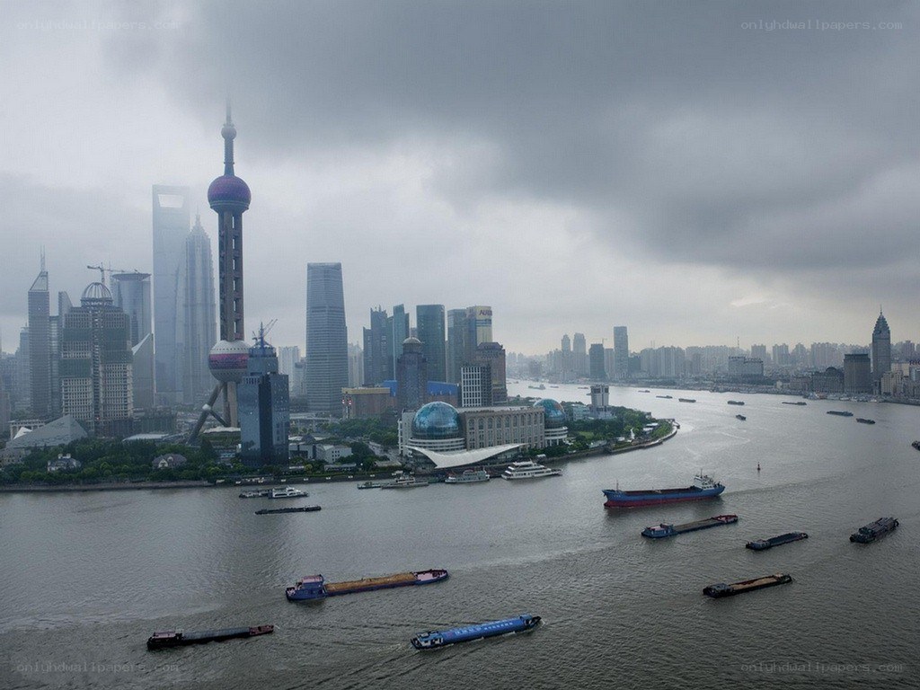 Shanghai skyline on a cloudy day