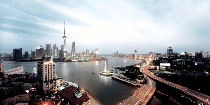 Shanghai Skyline View — Blue