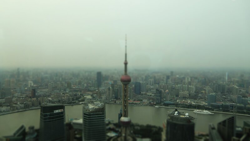 Shanghai Skyline View — Gray, Hazy