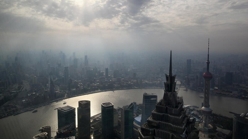 Shanghai Skyline View — Gray, Overcast