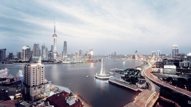 Shanghai Skyline View — Gray