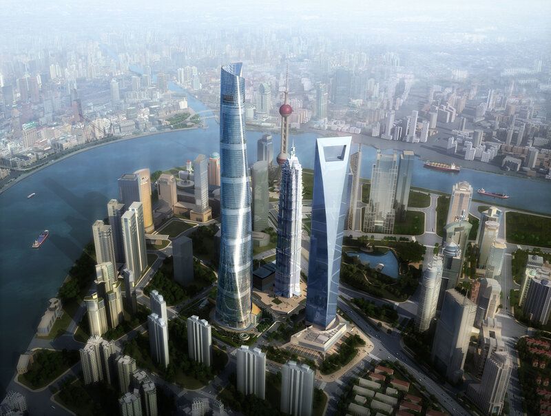 Shanghai skyline with skyscrapers