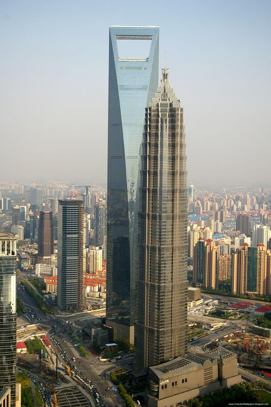Shanghai skyline with skyscrapers