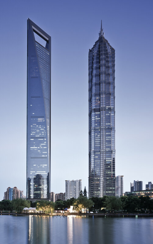 Shanghai skyscrapers at dusk