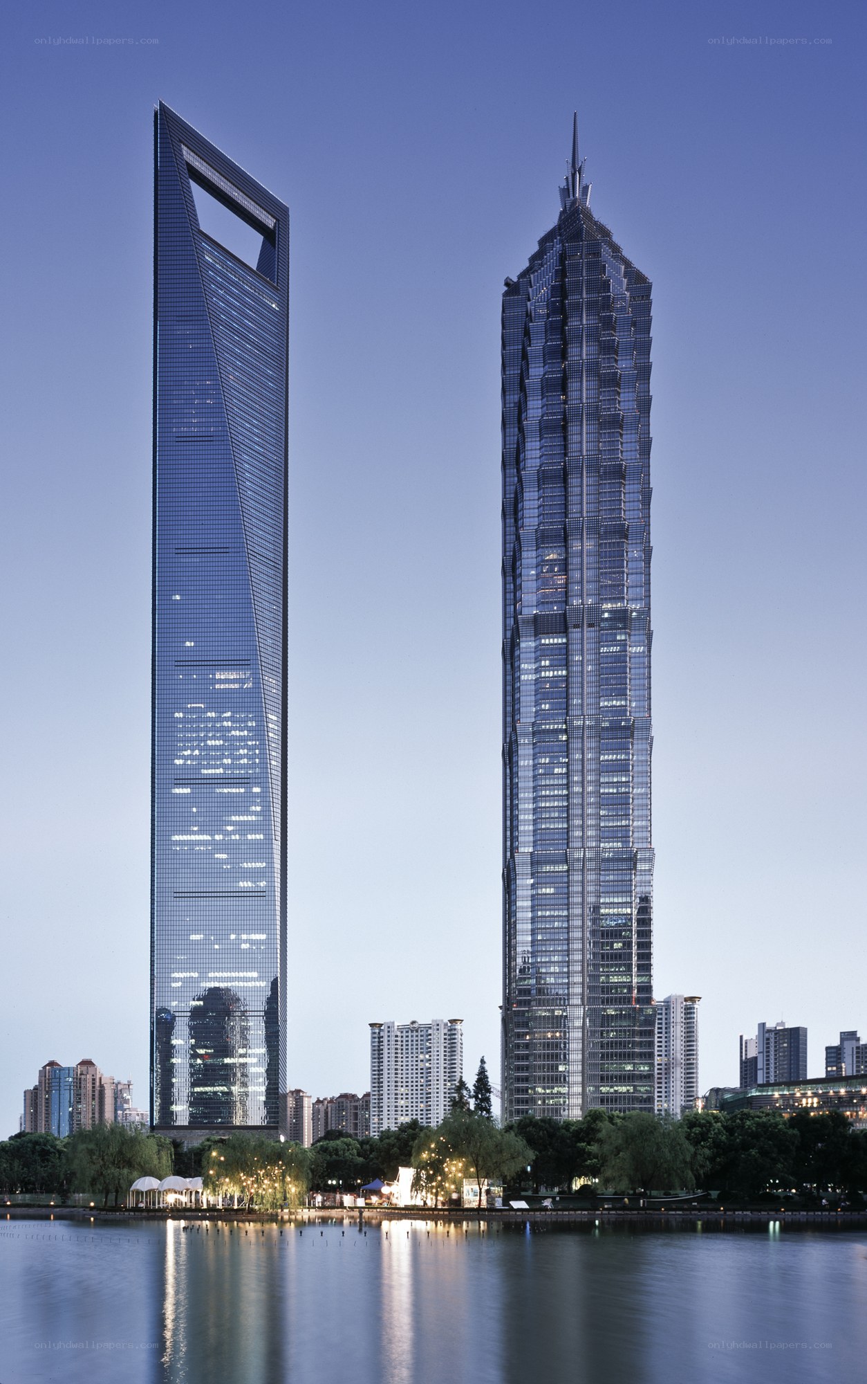 Shanghai skyscrapers at dusk