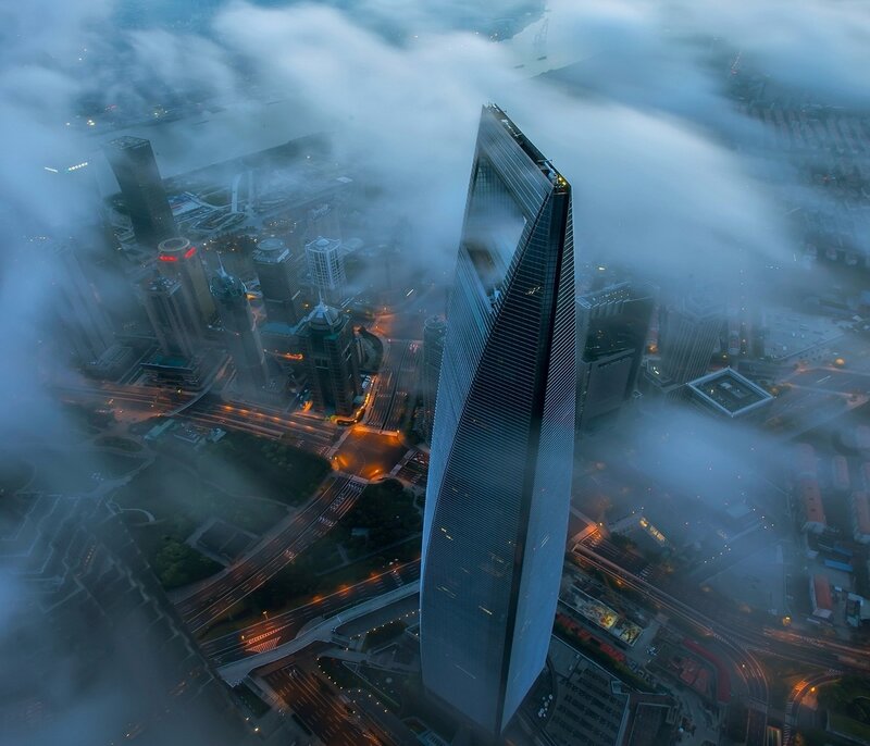 Shanghai Tower Skyscraper — Blue