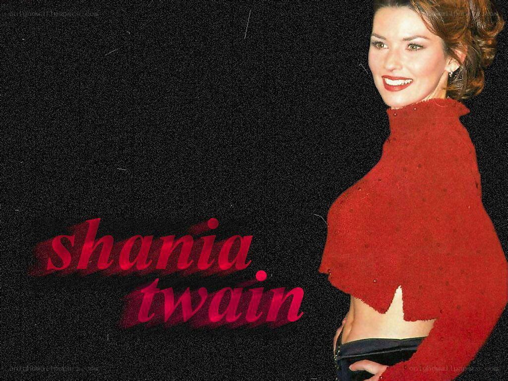 Shania Twain in red sweater