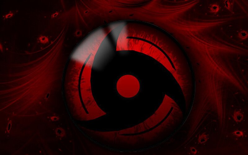 Sharingan eye in red vortex