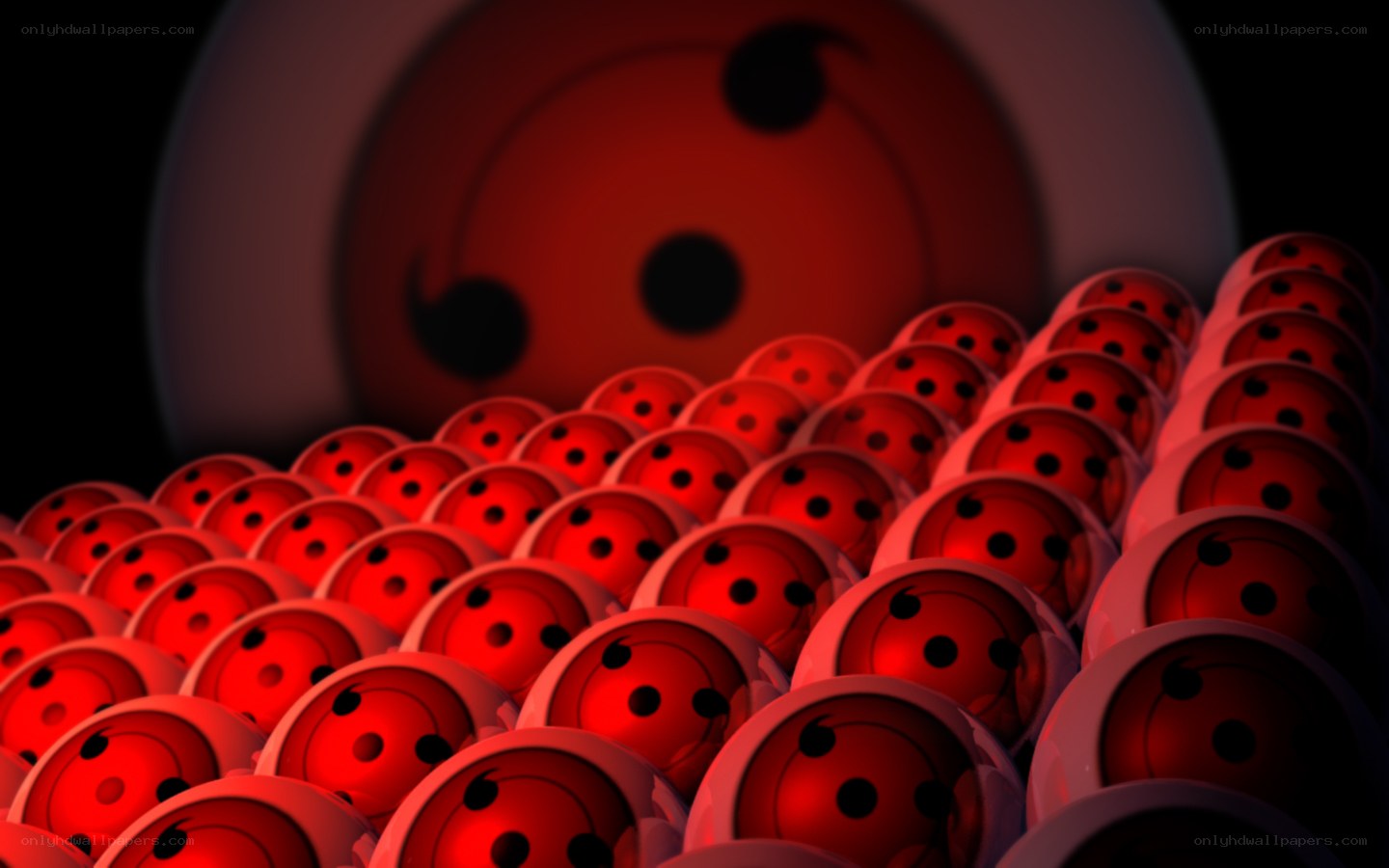 Sharingan eyes in rows