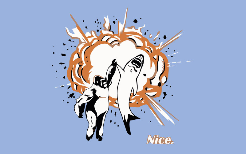shark and man explosion