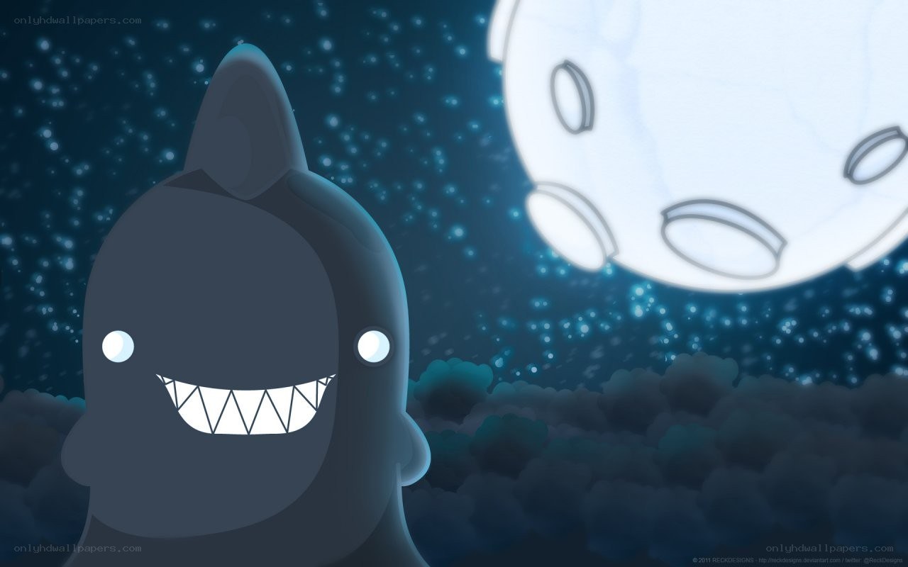Shark and moon at night