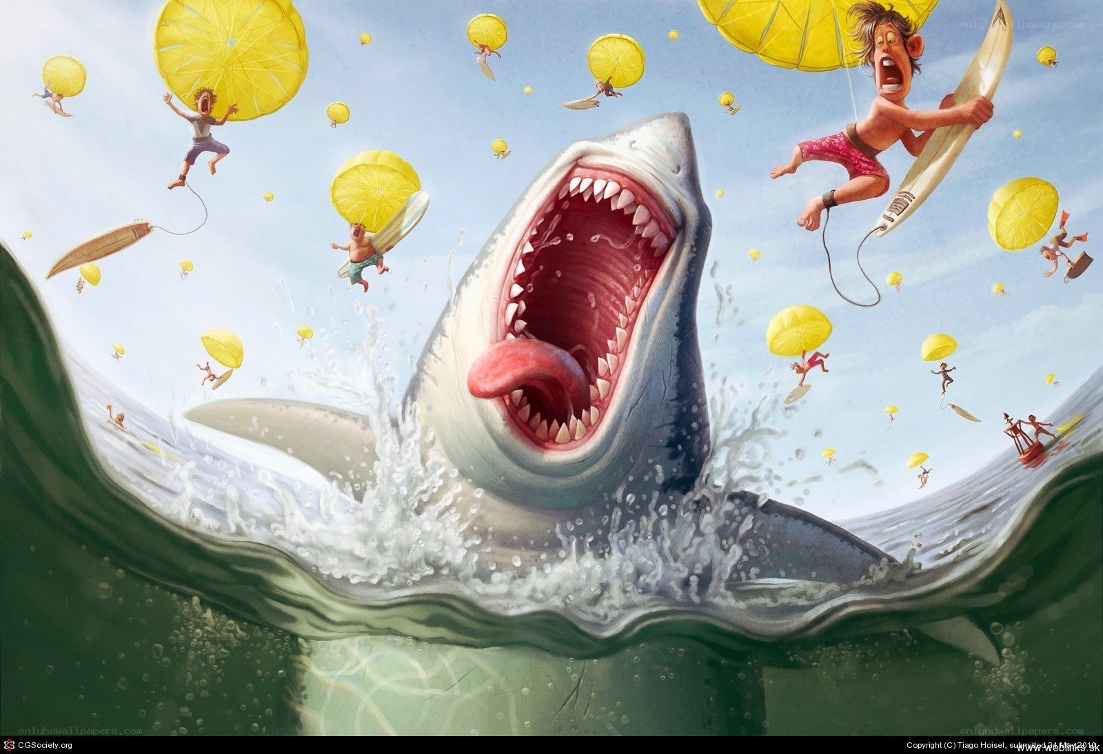 Shark attack with lemon parachutes