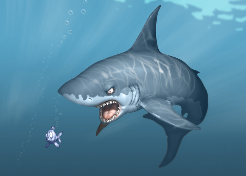 Shark chasing a fish