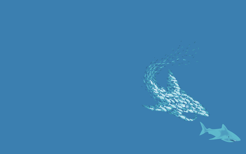 Shark formed by fish school